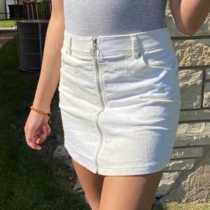 White full zip up skirt